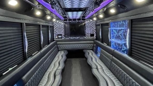 Interior of Charter Bus Company Chesterfield's Party Bus in Chesterfield